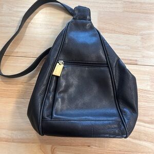 Tignanello Black Leather Belt Bag